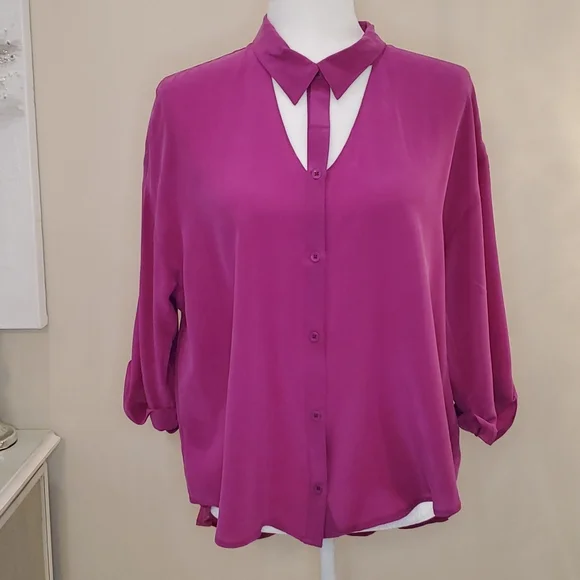 NWT Anthropologie Magenta Blouse Size Medium - Picture 11 of 11